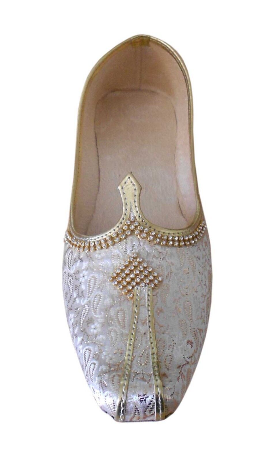 By Kalra Creations Men Shoes Traditional Groom Leather Mojaries Khussa Wedding Cream Jutties Flip-Flops Flat US 7-12