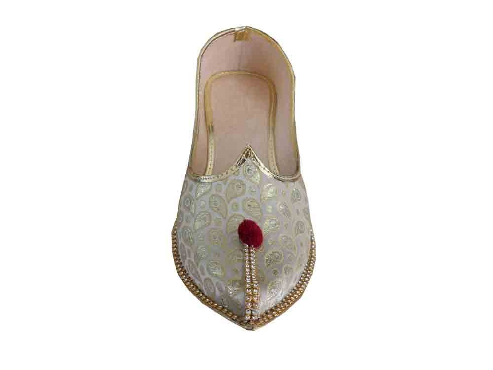 By Kalra Creations Men Shoes Indian Wedding Mojaries Designer Cream Punjabi Jutties Khussa Flip-Flops Flat US 6/7