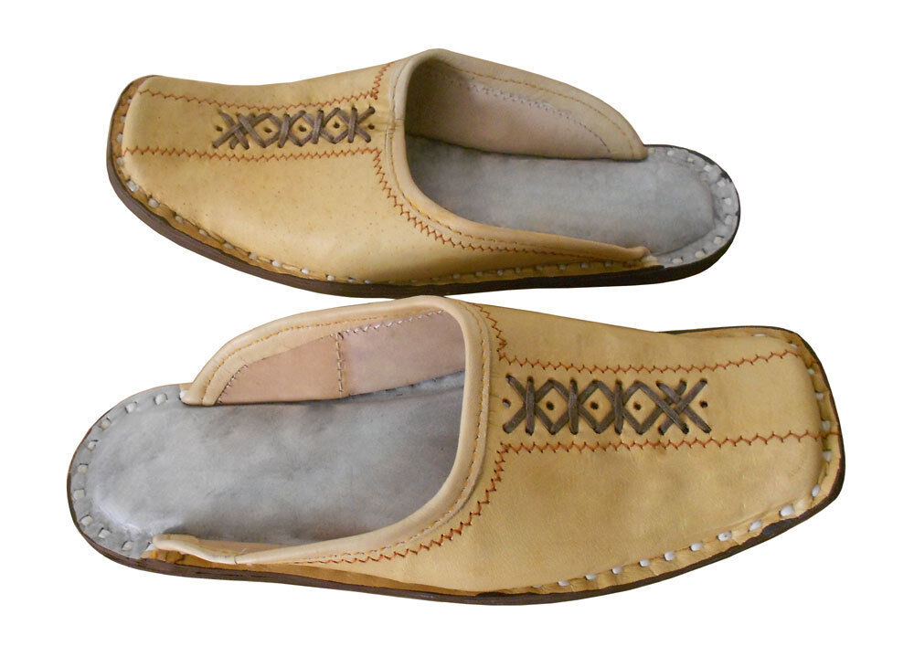 By Kalra Creations Men Slippers Leather Mojaries Handmade Camel Jutties Loafers & Slip Ons Flip-Flops Flat US 6-8