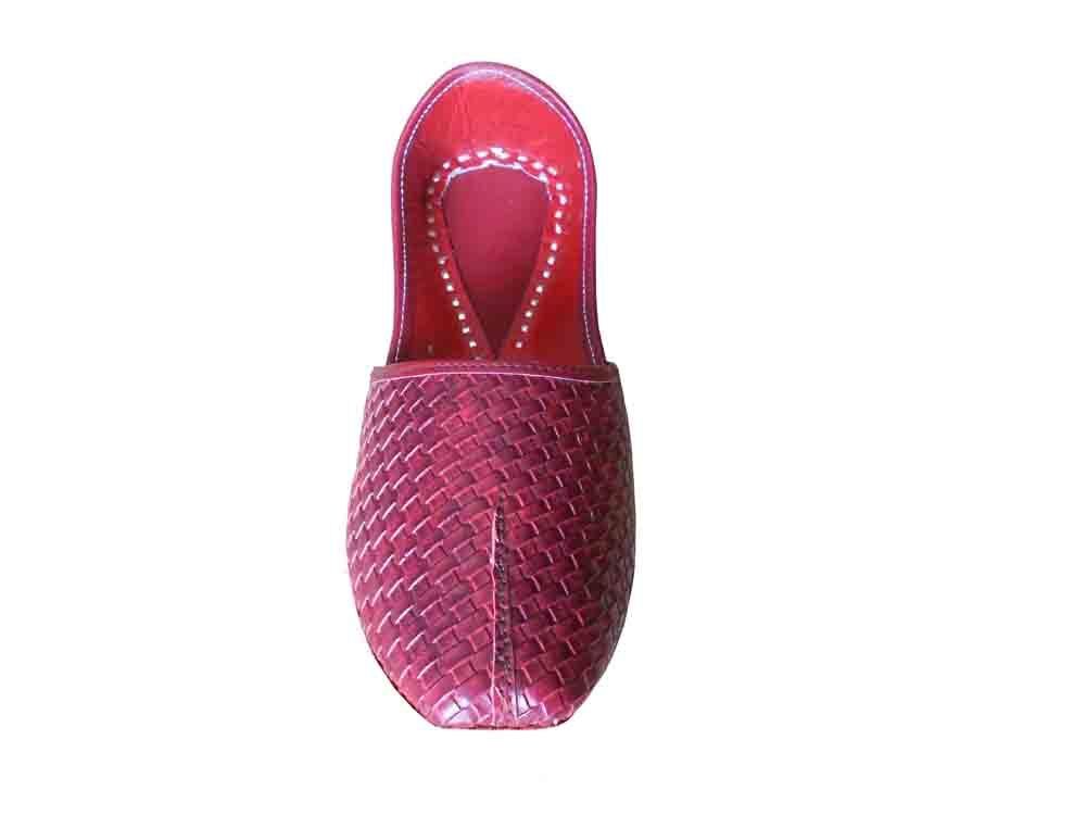By Kalra Creations Men Shoes Indian Jutties Handmade Cherry Leather Mojaries Loafers & Slip Ons Flip-Flops Flat US 8-11