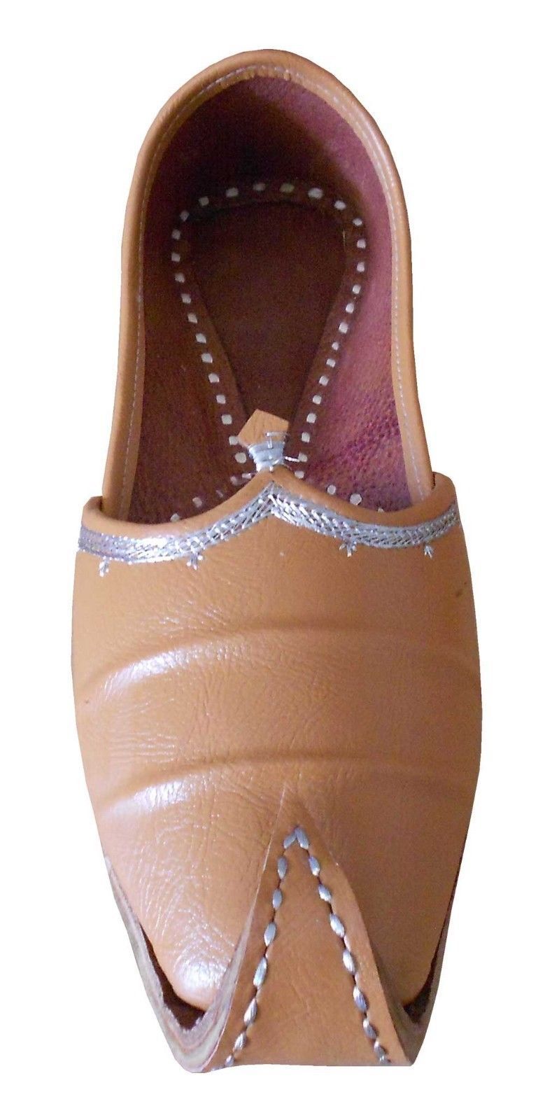 By Kalra Creations Men Shoes Punjabi Brown Indian Jutties Leather Mojaries Loafers Slip On Khussa Flip-Flops US 8.5-11.5
