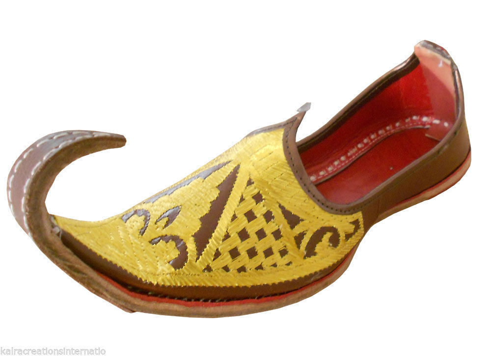 By kalra Creations Men Shoes Vintage Aladdin Khussa Mojaries Indian Loafers & Slip Ons Flip-Flops Flat US 8.5-12