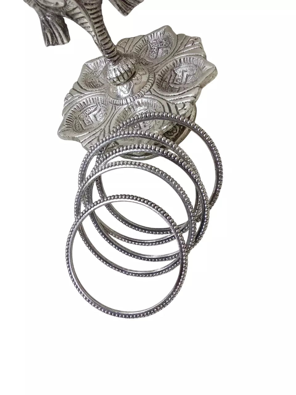 Women Brass Silver Oxidised Bracelet Bangles Brass Rajasthani 5 Pcs Size 2.6 By Kalra Creations
