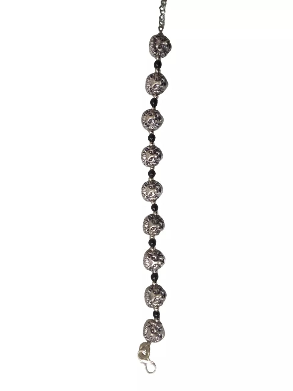Womens Brass Bracelet Black Beads Bracelet Adjustable Brass By Kalra Creations