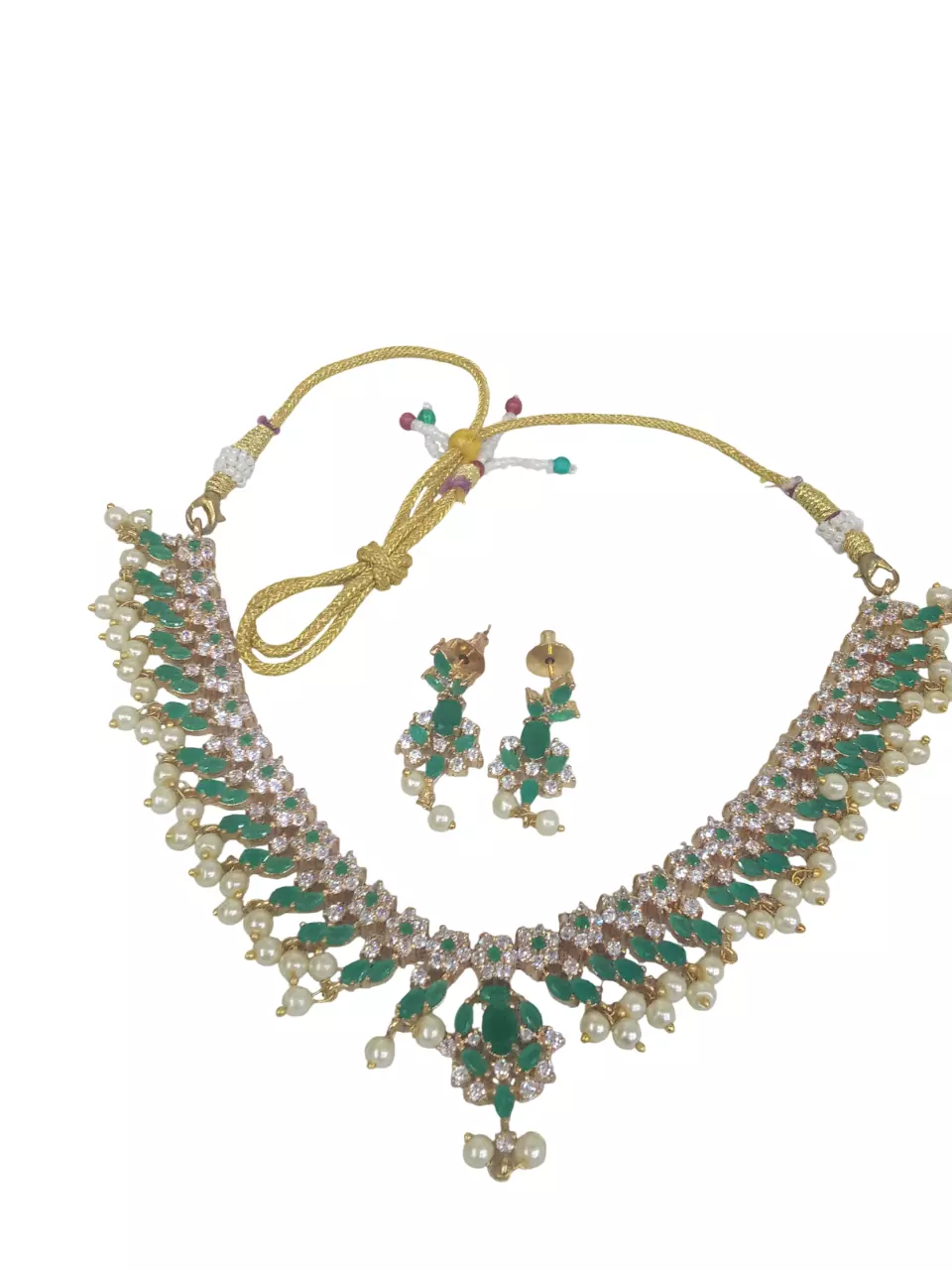 Women Indian Necklace Jewelry Earrings Bollywood Bridal AD Set Gold Plated By Kalra Creations