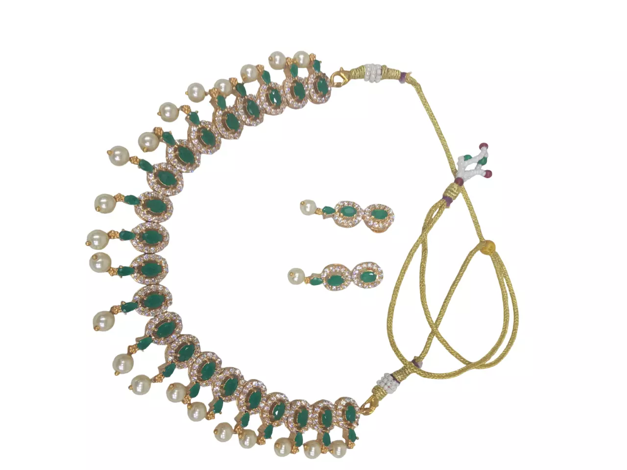 Women Necklace Indian Jewelry Earrings Bollywood Bridal AD Set Gold Plated By Kalra Creations