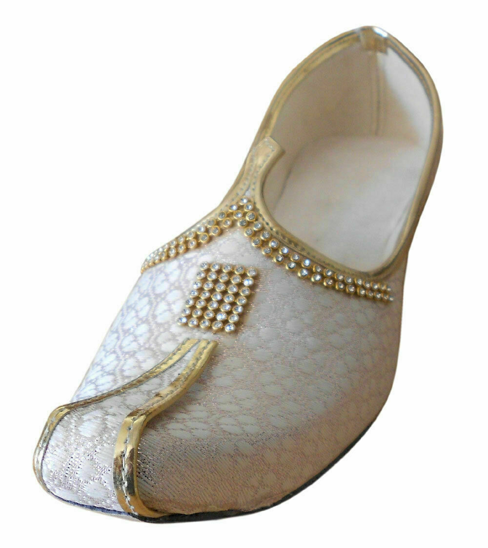 By Kalra Creations Men Shoes Indian Mojaries Wedding Cream Khussa Loafers & Slip Jutties Flip-Flops Flat US 6/8