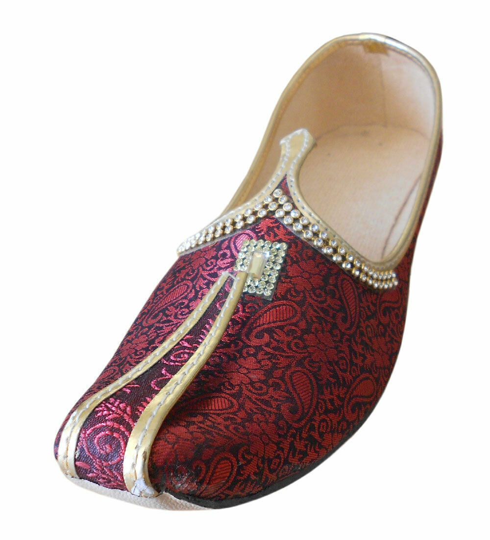 By Kalra Creations Men Shoes Mojaries Loafers & Slip Ons Groom Khussa Groom Maroon Flip-Flops Flat US 6/7