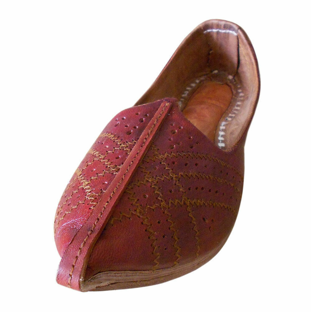 By Kalra Creations Men Shoes Leather Mojaries Indian Handmade Genuine Cherry Jutties Flip-Flops Flat US 9