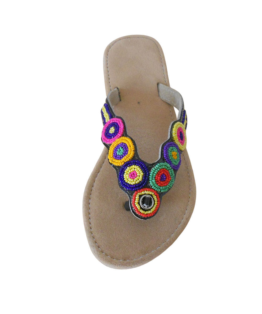 By Kalra Creations Women Slippers Indian Khussa Handmade Leather Mojaries Beaded Slip Ons Flip-Flops Flat US 6-10