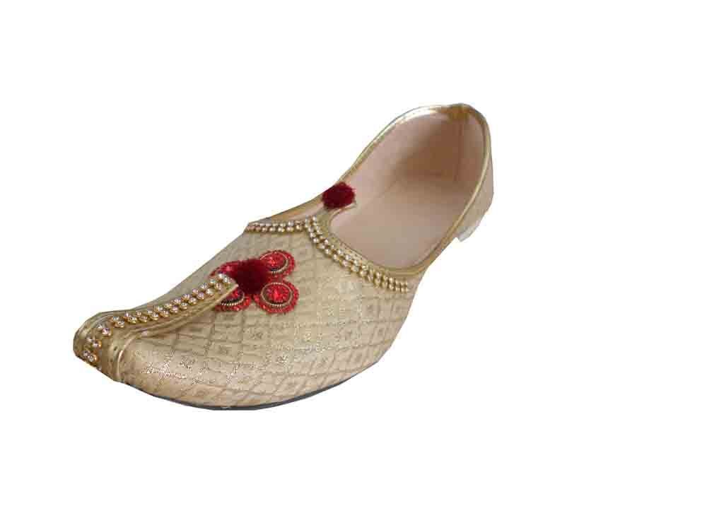By Kalra Creations Men Shoes Wedding Jutties Handmade Khussa Cream Mojaries Loafers Slip Flip-Flops Flat US 6-12