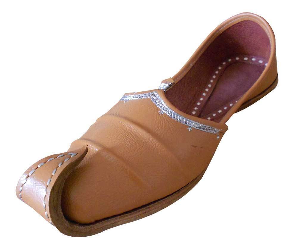 By Kalra Creations Men Shoes Punjabi Brown Indian Jutties Leather Mojaries Loafers Slip On Khussa Flip-Flops US 8.5-11.5