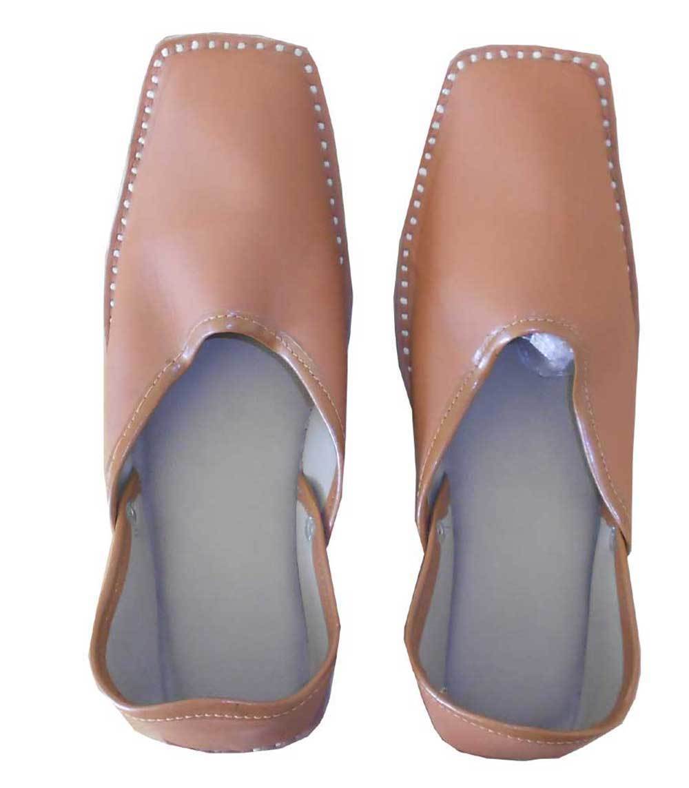 By Kalra Creations Men Shoes Traditional Handmade Indian Mojaries Brown Boat Jutties Flip-Flop US 11.5