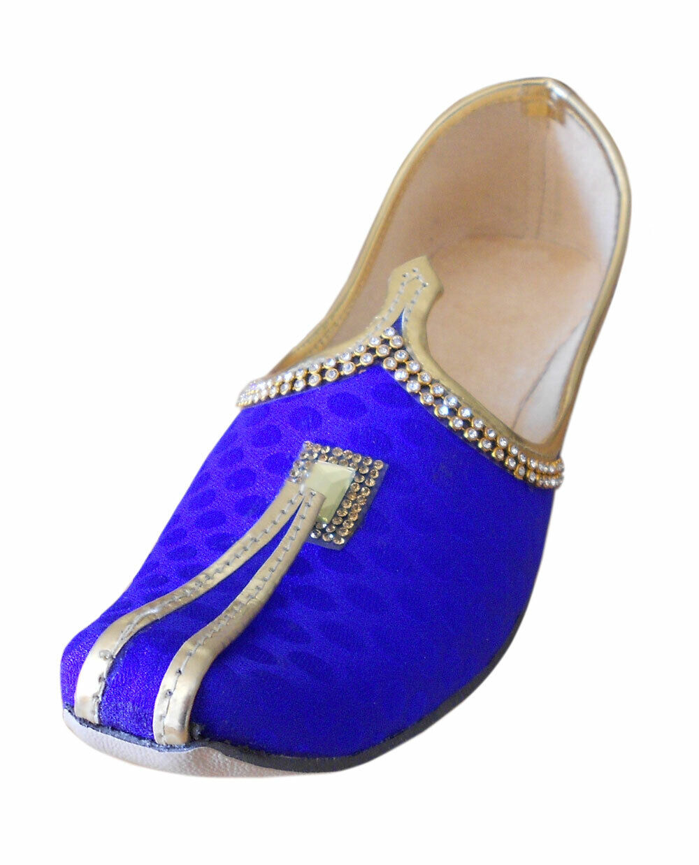 By Kalra Creations Men Shoes Wedding Indian Mojaries Blue Khussa Groom Jutties Loafers & Slip Ons Flip-Flops Flat US 6-9