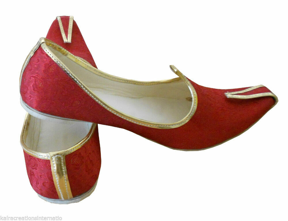 By Kalra Creations Men Shoes Traditional Jutties Wedding Khussa Red Loafers & Slip Ons Mojaries Flip-Flops Flat US 7
