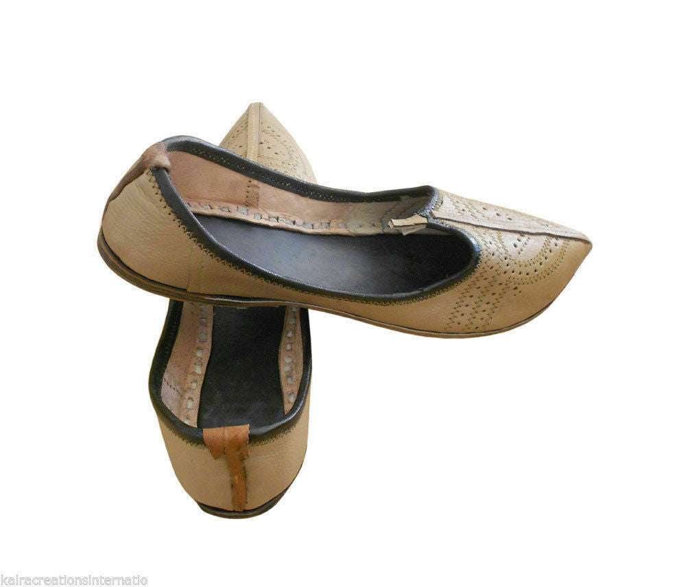 By Kalra Creations Men Shoes Casual Leather Jutties Handmade Indian Camel Punjabi Mojaries Flip-Flops Flat US 7