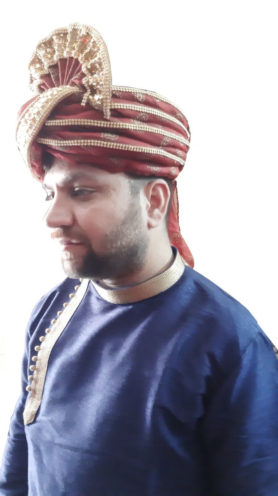 By Kalra Creations Men Hat Designer Groom Turban Indian Wedding Pagri Handmade Red Safa Pag Top