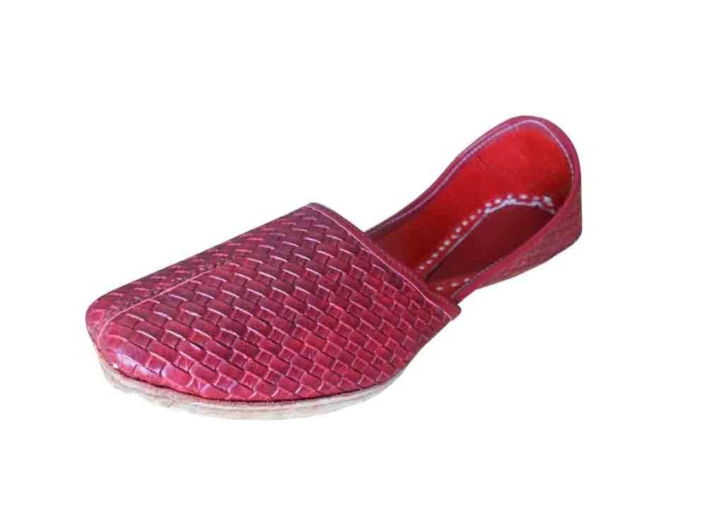 By Kalra Creations Men Shoes Indian Jutties Handmade Cherry Leather Mojaries Loafers & Slip Ons Flip-Flops Flat US 8-11