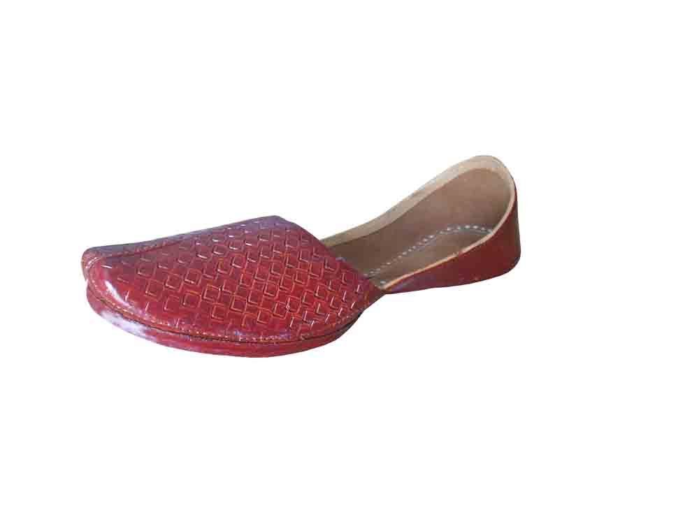 By Kalra Creations Men Shoes Traditional Jutties Indian Handmade Cherry Traditional Khussa Leather Mojaries Flip-Flops 6-10
