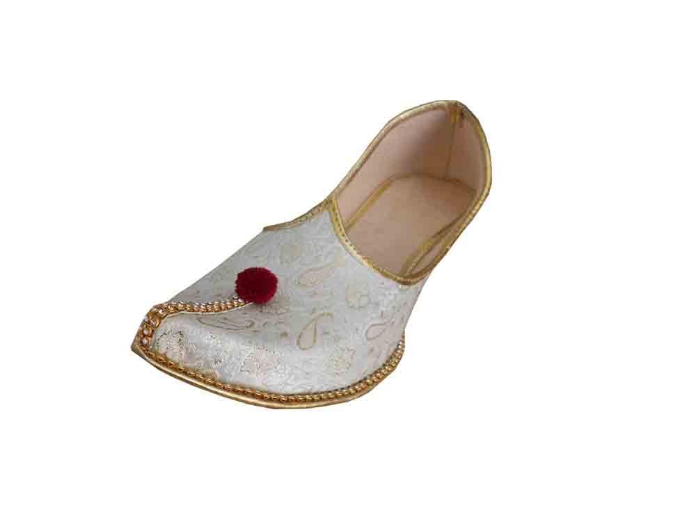 By Kalra Creations Men Shoes Wedding Sherwani Leather Mojaries Indian White Jutties Flip-Flops Flat US 6-12