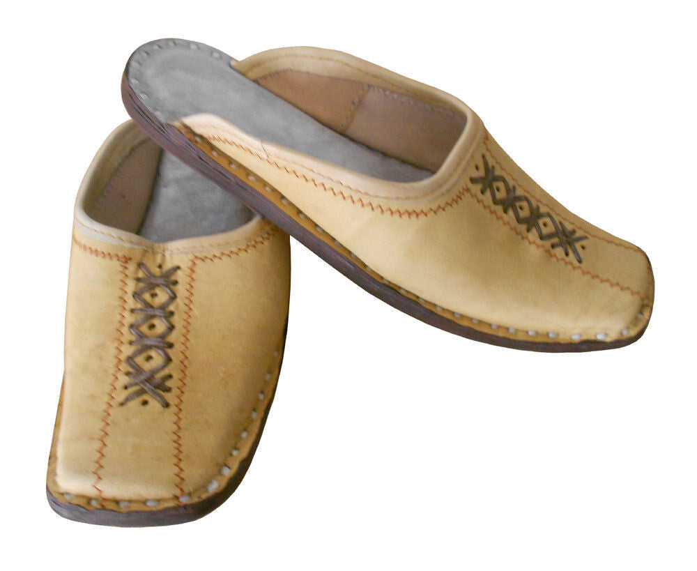 By Kalra Creations Men Slippers Leather Mojaries Handmade Camel Jutties Loafers & Slip Ons Flip-Flops Flat US 6-8