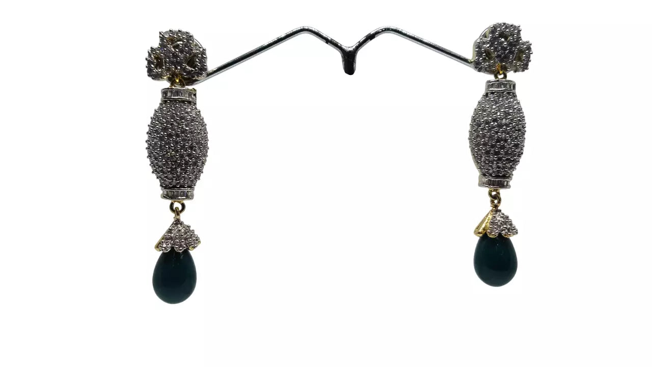 Women Gold Plated Bridal Jewelry Indian CZ Earring AD Diamond By Kalra Creations