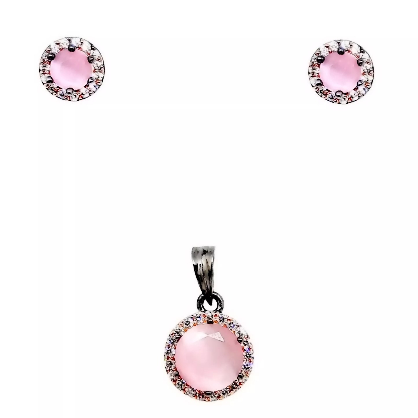 Women Pendant With Top Indian Bollywood Silver Plated Oxidised Pink Stone Copper By Kalra Creations