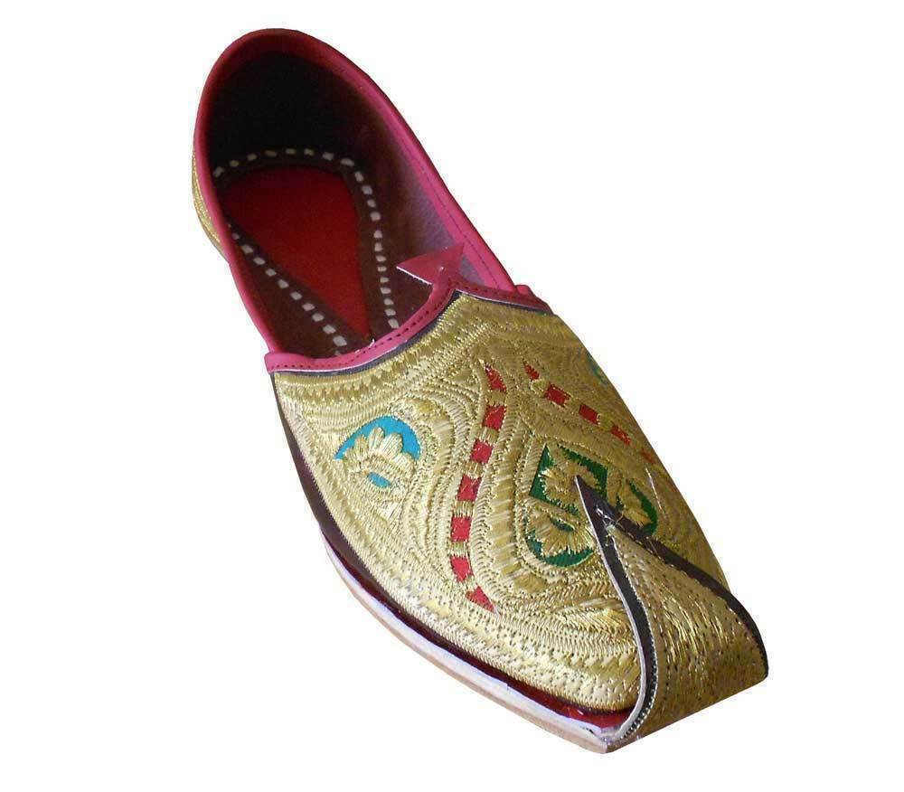 By Kalra Creations Men Shoes Traditional Handmade Leather Mojaries Espadrilles Brown Jutties Flip-Flops Flat US 9
