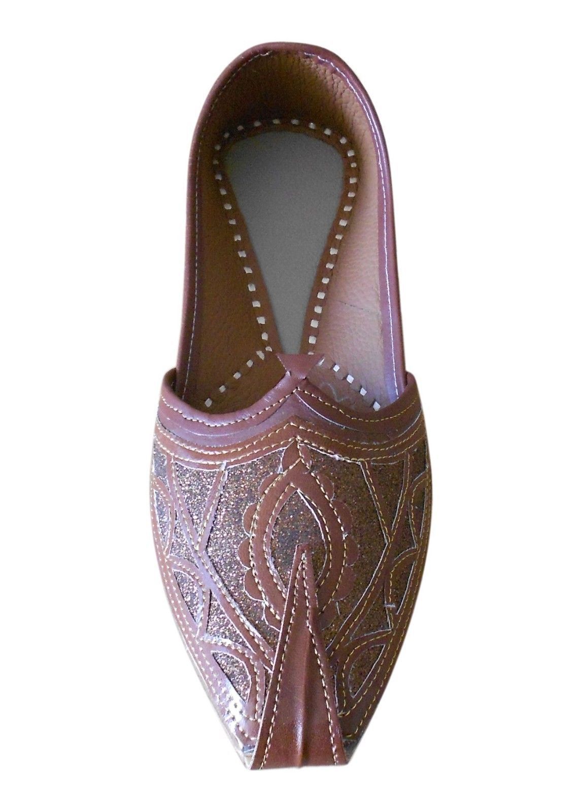 By Kalra Creations Men Shoes Traditional Leather Loafers Brown Mojaries Punjabi Handmade Flip-Flops Flat US 7-9