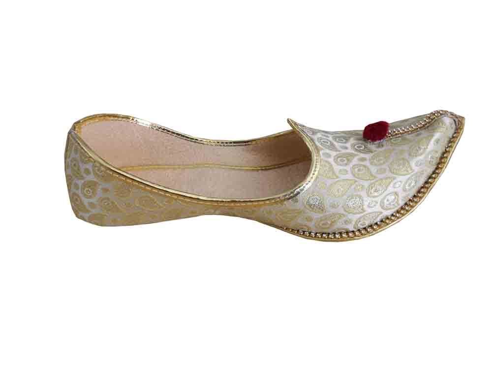 By Kalra Creations Men Shoes Indian Wedding Mojaries Designer Cream Punjabi Jutties Khussa Flip-Flops Flat US 6/7