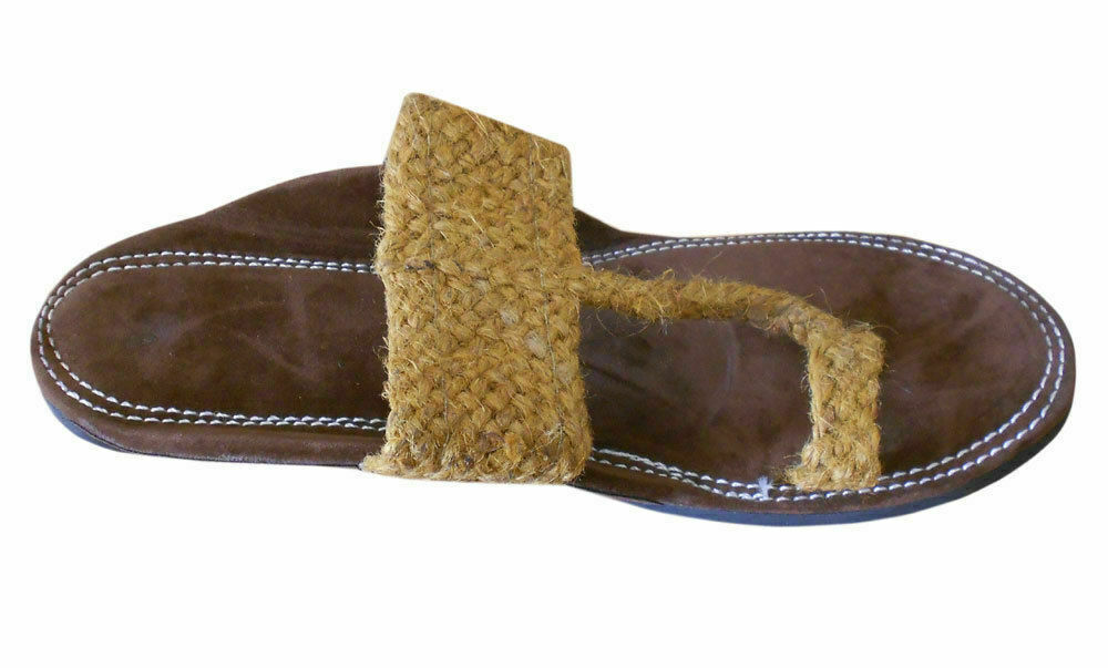 By Kalra Creations Men Slippers Traditional Handmade Jutties Ethnic Designer Cream Slip-Ons Brown Mojaries Flip-Flops US 6-7