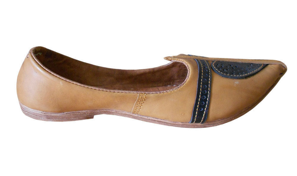 By Kalra Creations Men Shoes Indian Handmade Leather Camel Mojaries Jutties Loafers & Slip Ons Flip-Flops US 8-11
