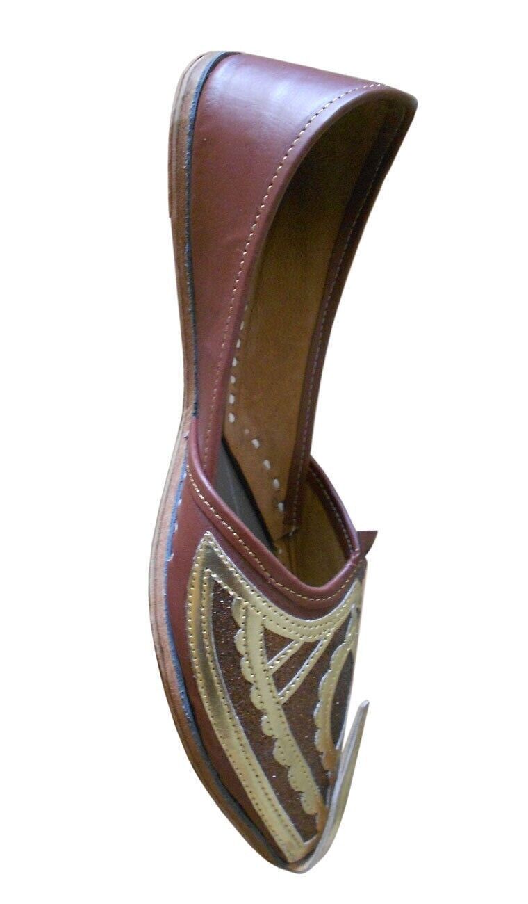 By Kalra Creations Men Shoes Traditional Brown Indian Leather Mojaries Loafers Khussa Handmade Jutties Flip-Flops Flat US 7-9