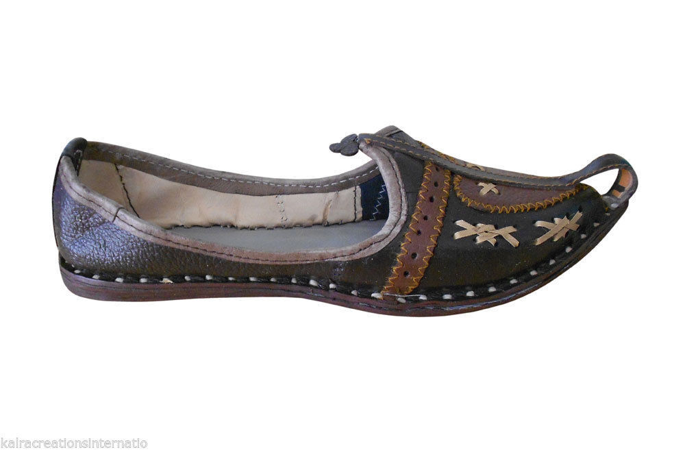 By Kalra Creations Men Shoes Leather Mojaries Indian Espadrilles Handmade Brown Traditional Jutties Flip-Flop US 7