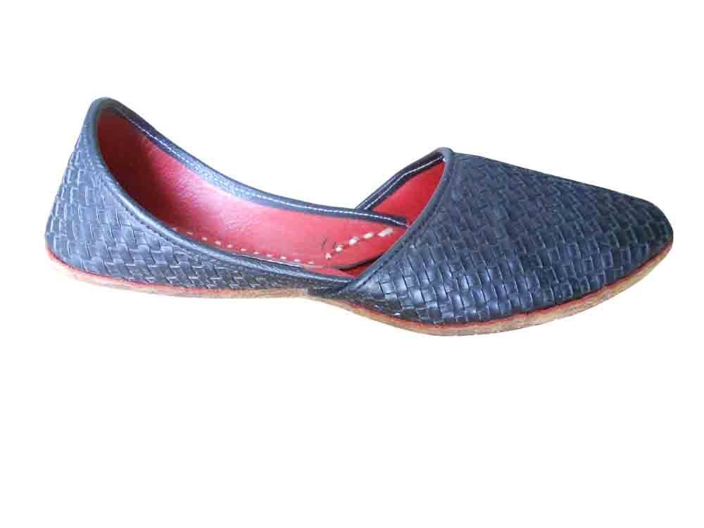By Kalra Creations Men Shoes Handmade Leather Mojaries Indian Black Loafers Jutties Flip-Flops Flat US 8-10