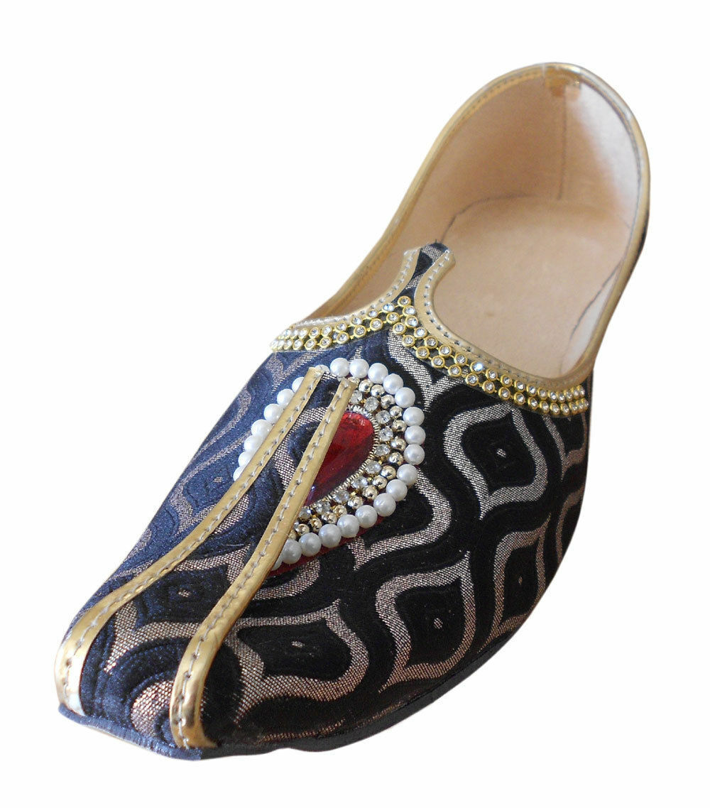 Men Shoes Designer Sherwani Mojaries Groom Black Flip-Flops Jutties Flip-Flops Flat US 7/9