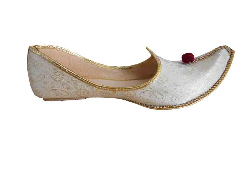 By Kalra Creations Men Shoes Wedding Sherwani Leather Mojaries Indian White Jutties Flip-Flops Flat US 6-12