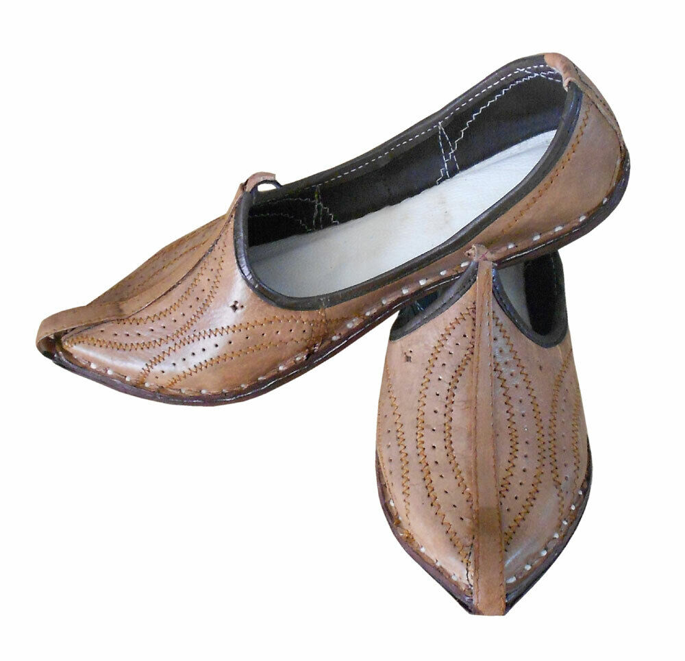 By Kalra Creations Men Shoes Espadrilles Indian Leather Jutties Traditional Camel Mojaries Flip-Flops Flat US 7