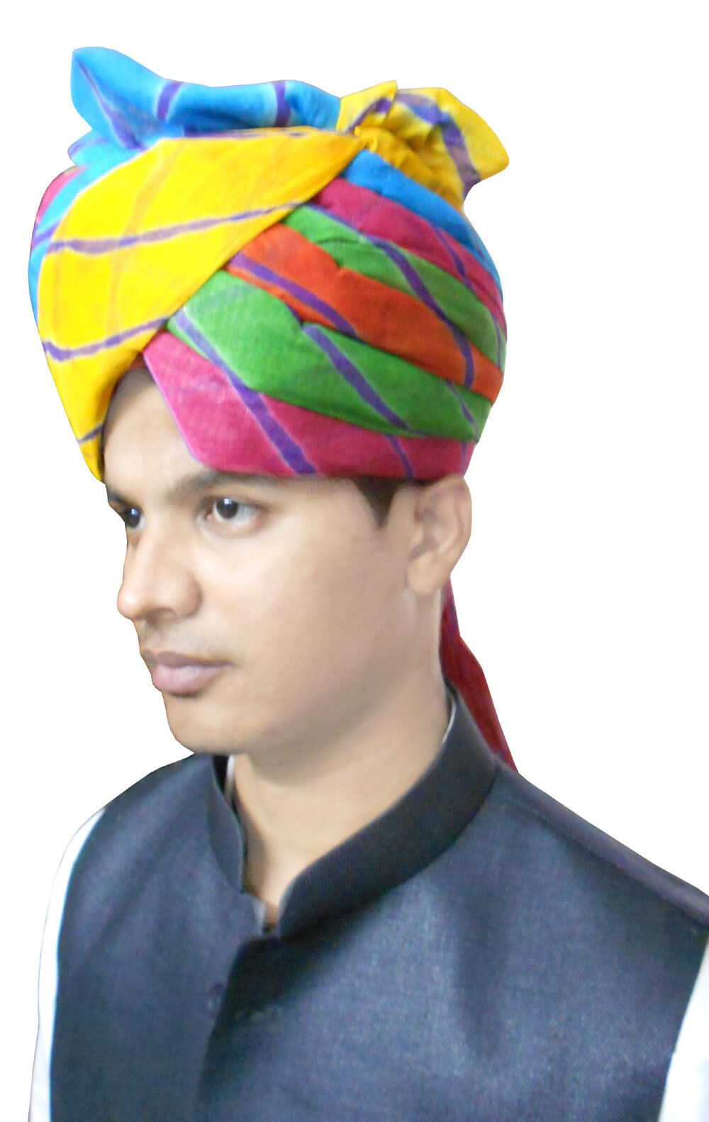 Men Hat Turban Rajasthani Safa Indian Pagri Pag Multicolor Top 7  (22") Medium
