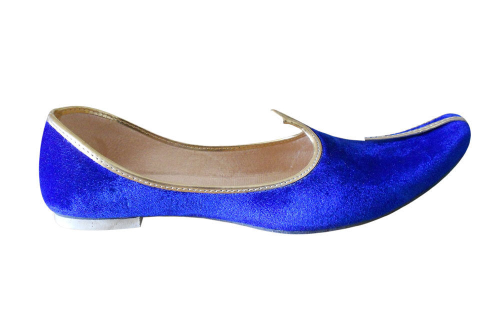 By Kalra Creations Men Shoes Sherwani Mojaries Indian Jutties Groom Blue Khussa Loafers & Slip Ons Flip-Flops Flat US 6-7