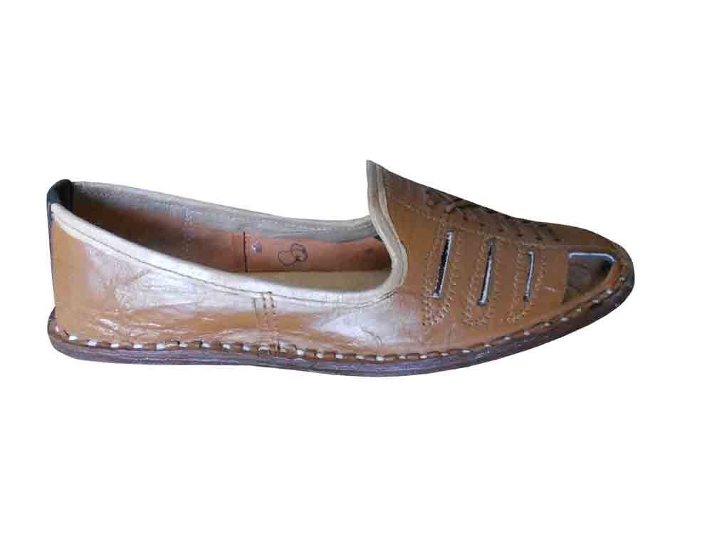 By Kalra Creations Men sandals Shoes Indian Jutties Traditional Leather Brown Mojaries Flip-Flops Flat US 8-11