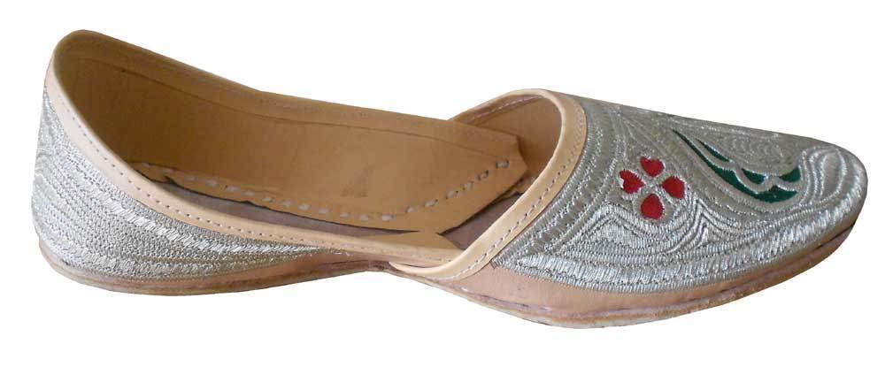 By Kalra Creations Men Shoes Indian Jutties Punjabi Cream Loafers Leather Handmade Mojaries Flip-Flops Flat US 8