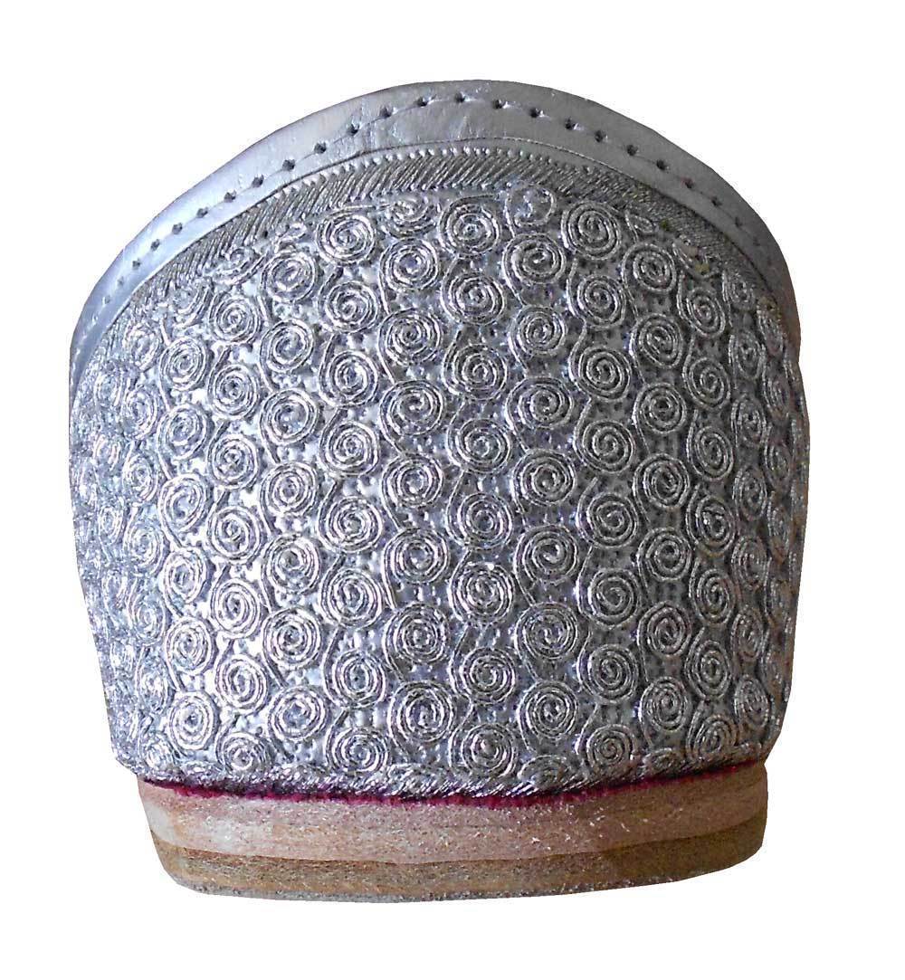 By Kalra Creations Men Shoes Traditional Leather Silver Khussa Handmade Mojaries Loafers Flip-Flops Slip Ons US 8.5-11