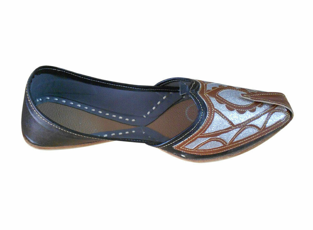 Men Shoes Handmade Leather Indian Jutties Punjabi Casual Khussa Flip-Flops Flat US 7-10