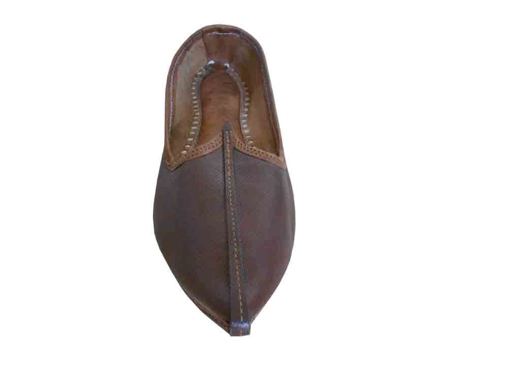 By Kalra Creations Men Shoes Indian Genuine Casual Jutties Leather Handmade Brown Mojaries Flip-Flops US 8