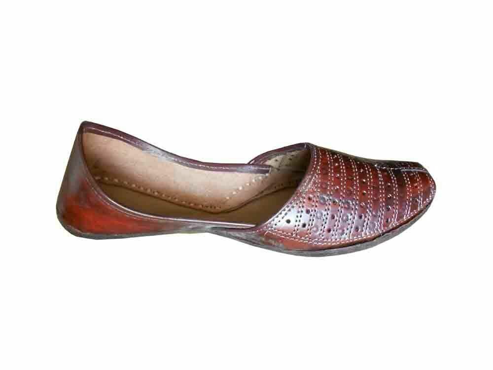 By Kalra Creations Men Shoes Handmade Leather Khussa Casual Mojaries Punjabi Jutties Flip-Flops Flat US 8