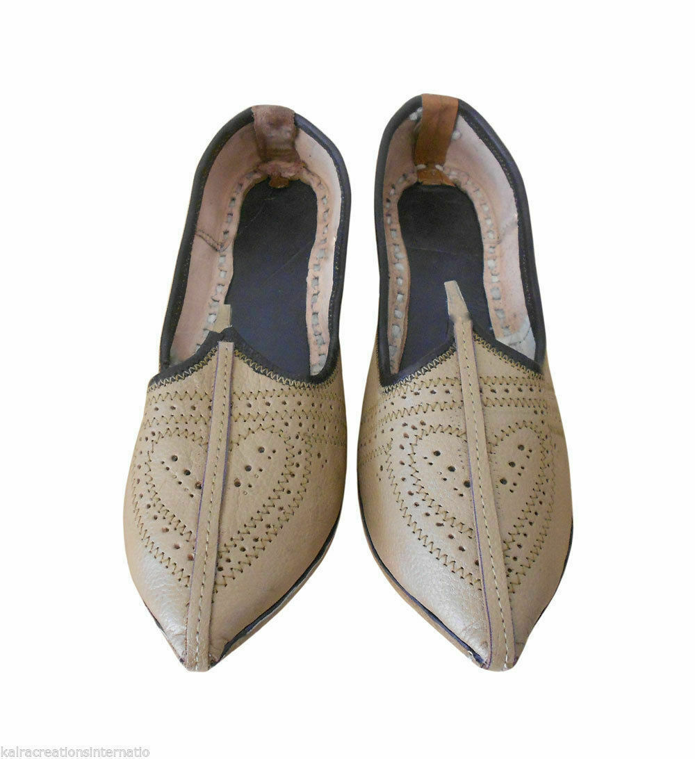 By Kalra Creations Men Shoes Casual Leather Jutties Handmade Indian Camel Punjabi Mojaries Flip-Flops Flat US 7