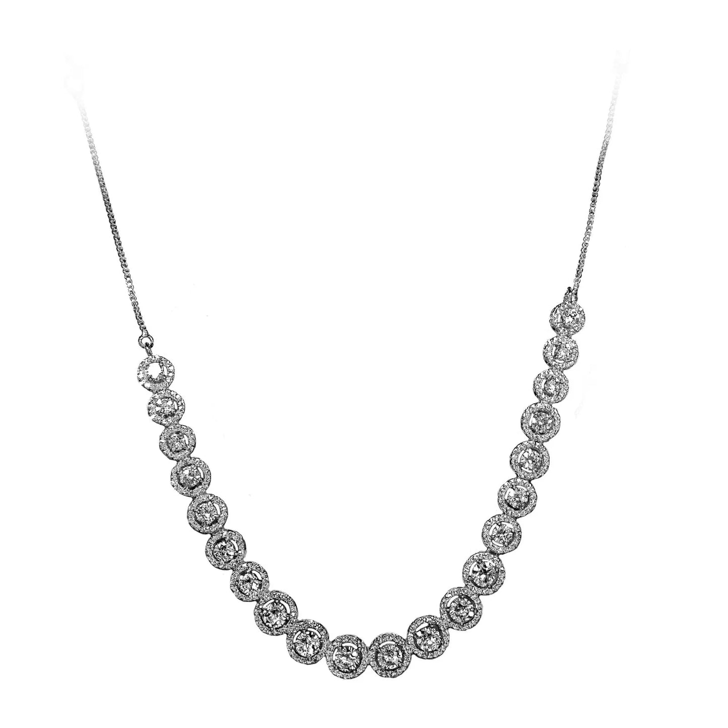 Women AD Necklace Set Indian Bollywood Bridal Set Silver Plated Jewelry Earrings By Kalra Creations