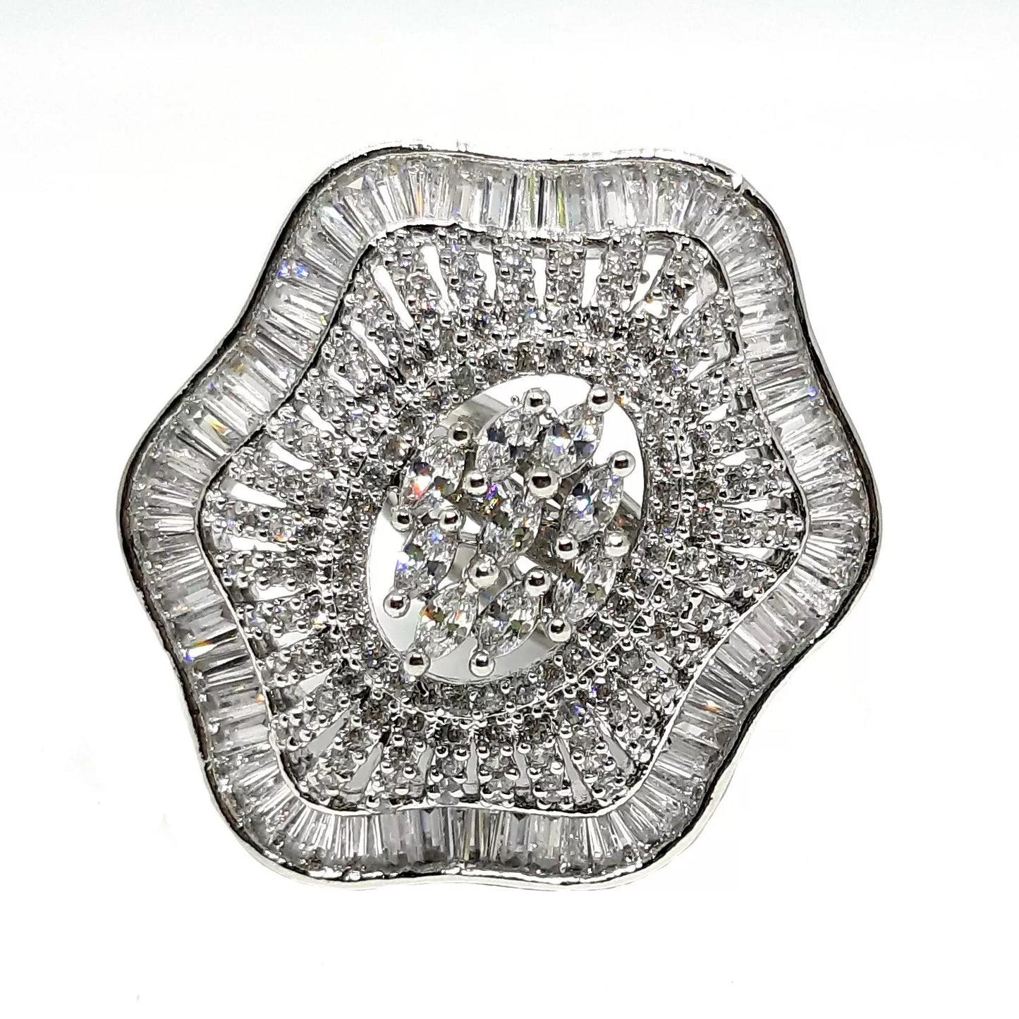 Women Ring Silver Plated Handmade Engagement Ring Copper Imitation Jewellery By Kalra Creations