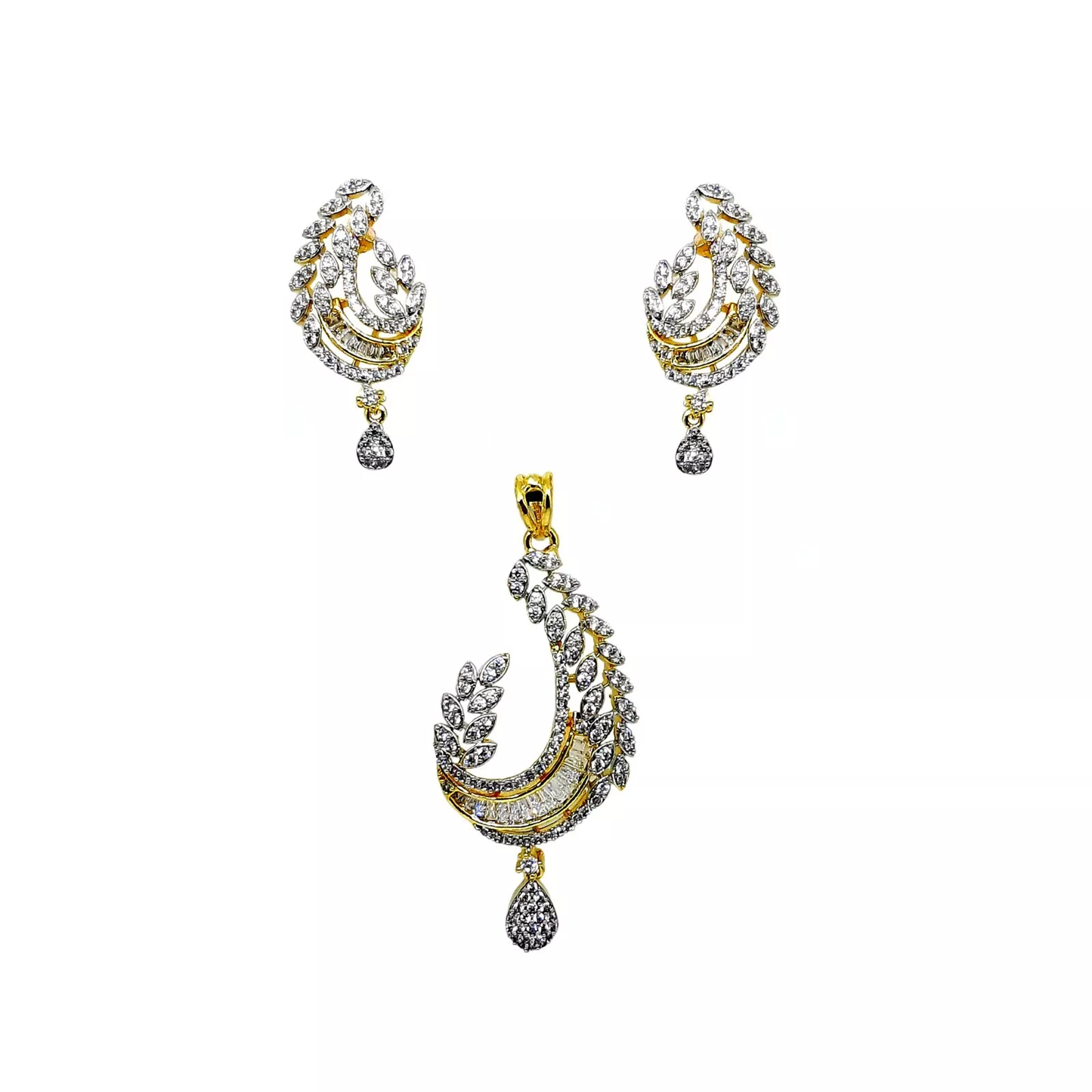 Women Pendant With Tops Earring Indian Bollywood Gold Plated Jerkin Nags Copper By Kalra Creations